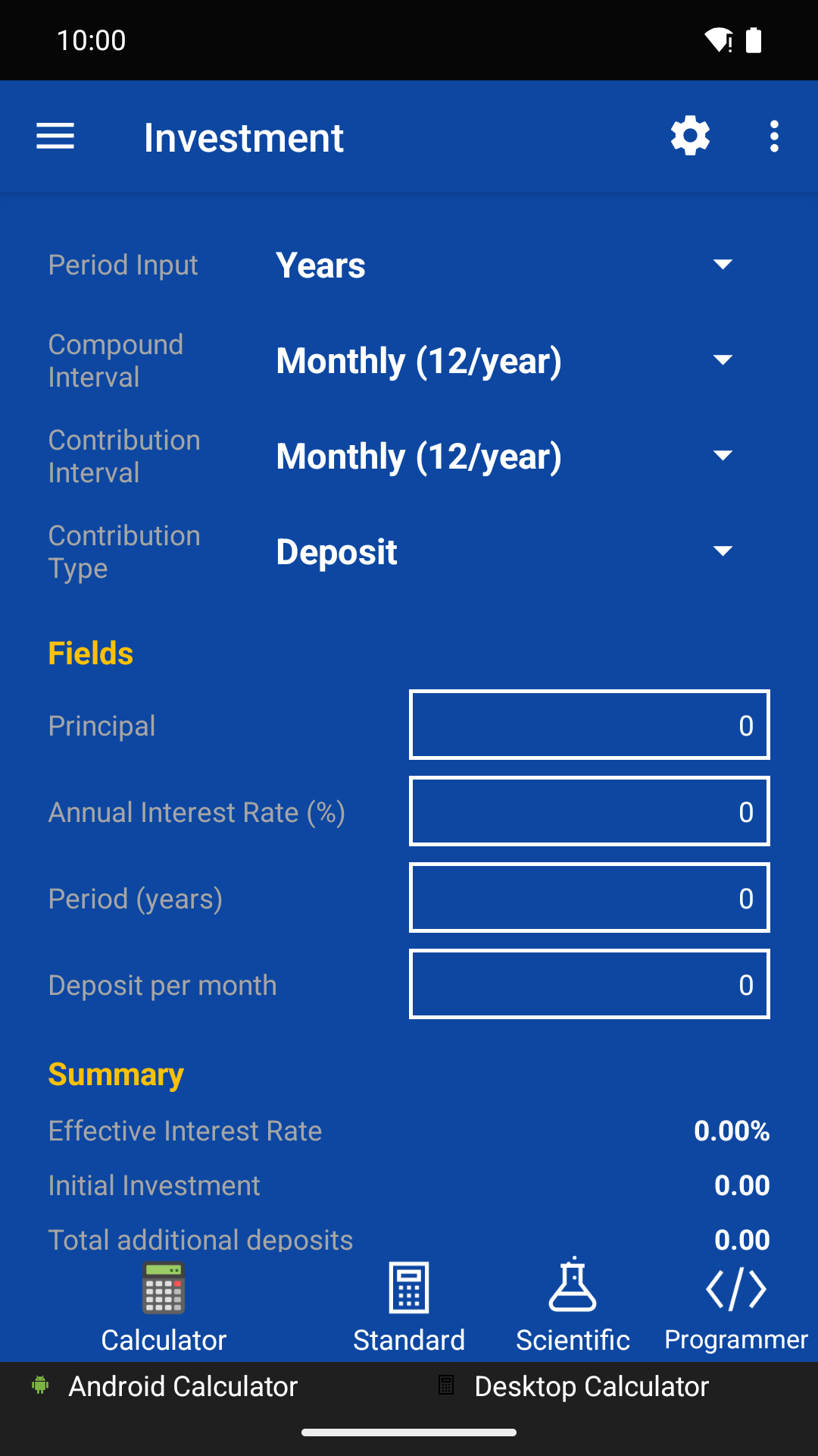 Calculator 10 investment calculator
